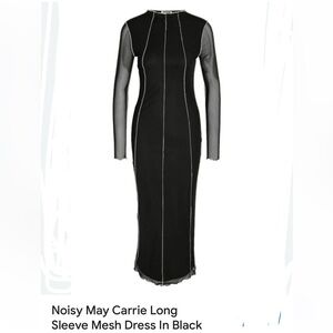 Noisy May Carrie mesh Elegant Black Long Sleeve Dress minimalist maxi size m